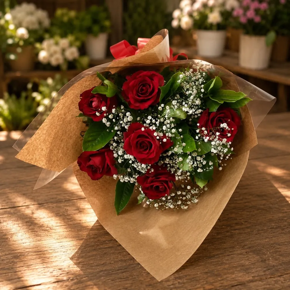 Buquê com 12 Rosas Vermelhas